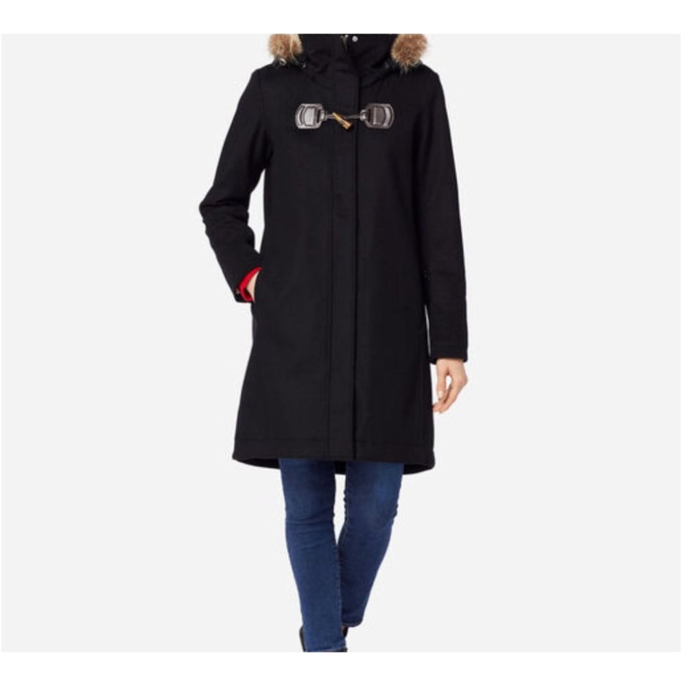 Pendleton St Marie Wool Coat Black with Fur XL
